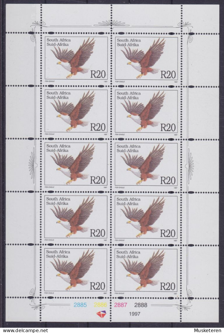 South Africa 1997 Mi. 1114 HS, 20 R, Bird Vogel Oiseau Fish Eagle Fisch Adler Aigle Pêcheur 10-Block (Full Sheet), MNH** - Neufs