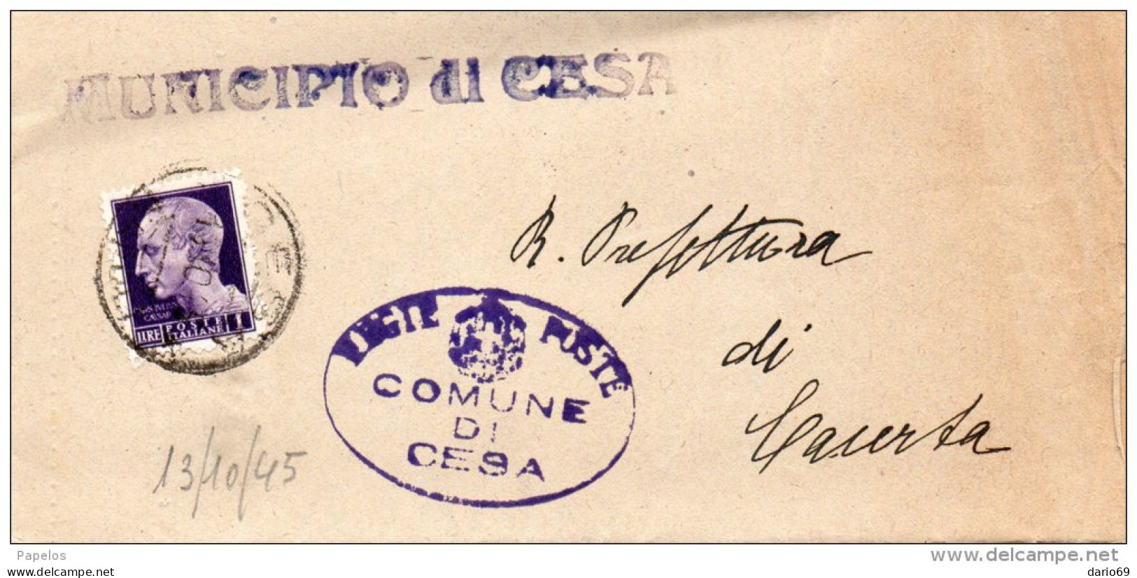 1945 LETTERA CON ANNULLO CESA  CASERTA - Poststempel