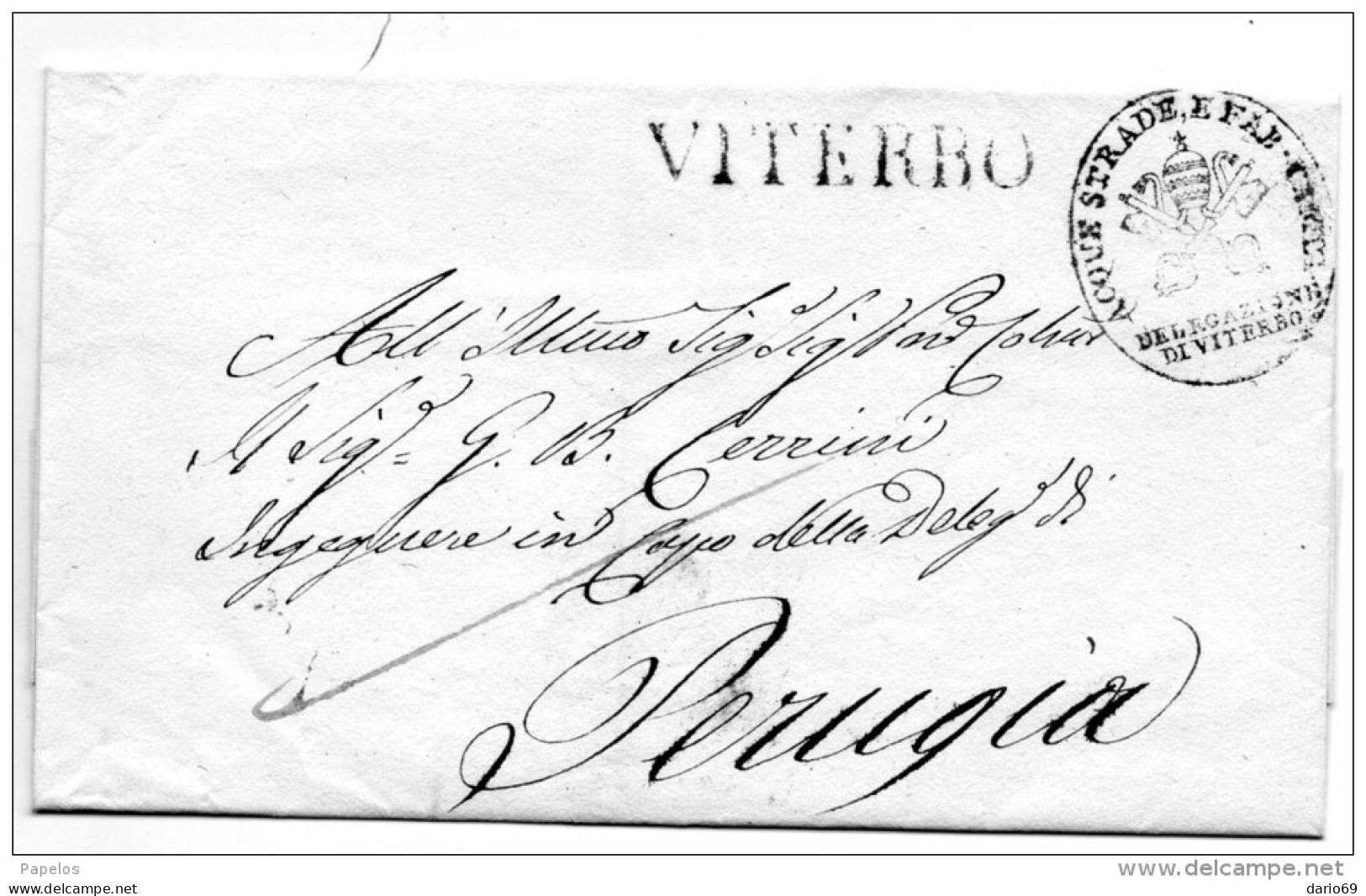 LETTERA CON ANNULLO VITERBO + - 1. ...-1850 Prefilatelia