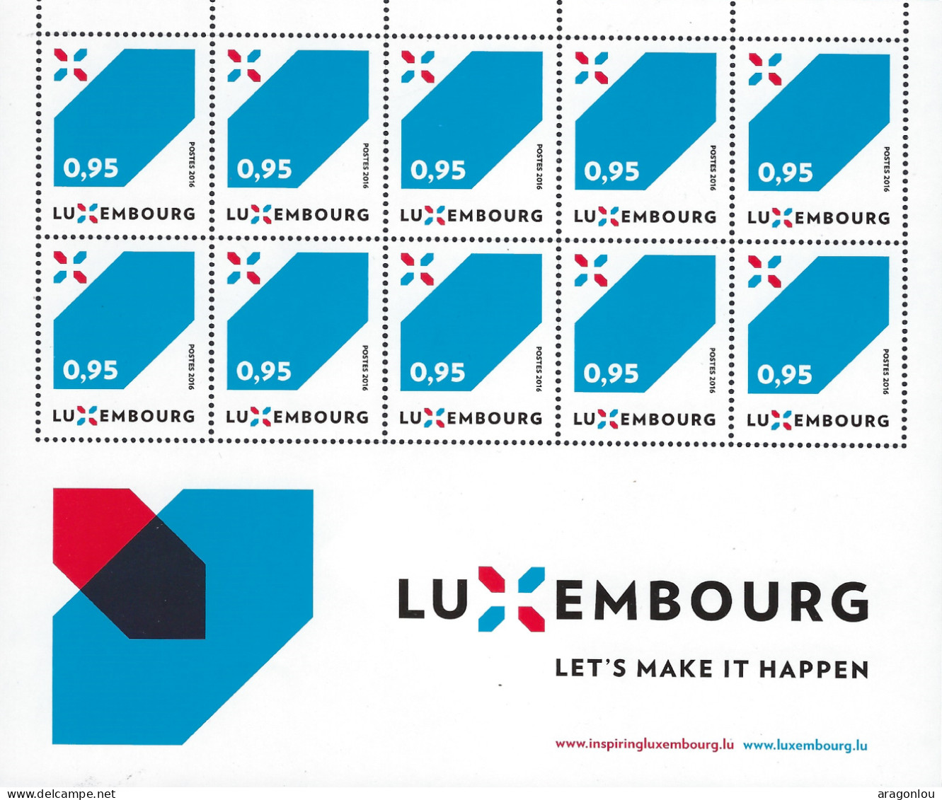 Luxembourg - Luxemburg - Timbres - Feuillet  à  10 Timbres X  1,05 -  2016  LUXEMBOURG  LET'S MAKE IT HAPPEN  MNH** - Blocchi & Foglietti