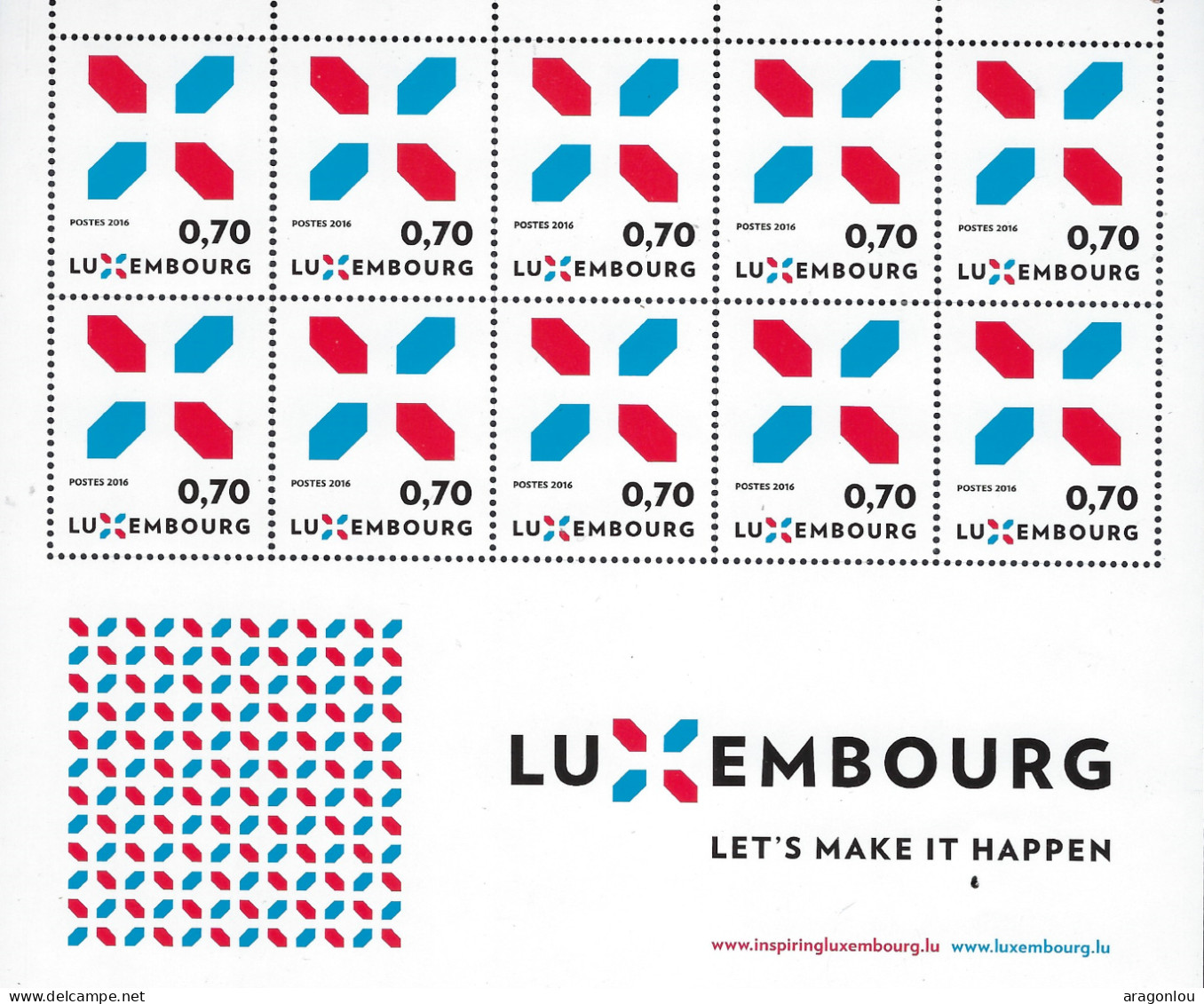 Luxembourg - Luxemburg - Timbres - Feuillet  à  10 Timbres X  0,70 -  2016  LUXEMBOURG  LET'S MAKE IT HAPPEN  MNH** - Blocks & Kleinbögen