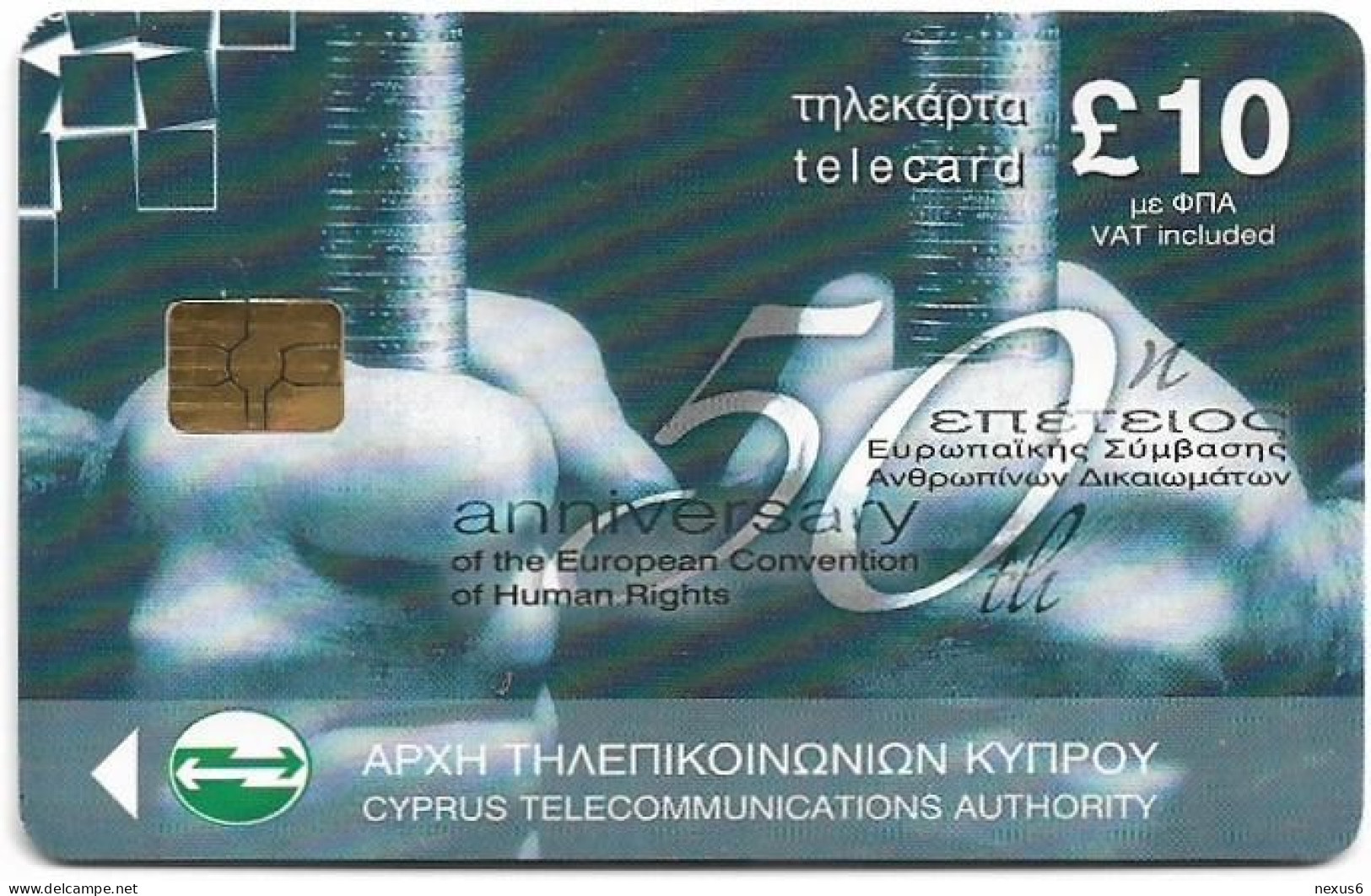Cyprus - Cyta (Chip) - 50th Anniversary Of Human Rights, 11.2000, 40.000ex, Used - Cyprus