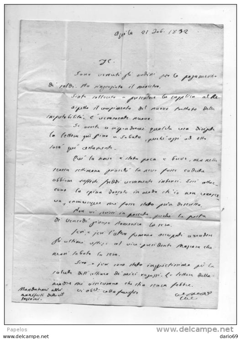 1832  LETTERA CON ANNULLO AQUILA IN CORSIVO - 1. ...-1850 Prefilatelia