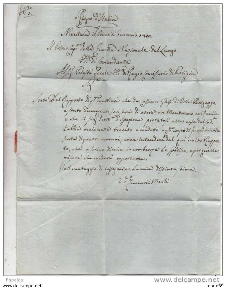 1820   LETTERA  GUARDIA NAZIONALE NOVELLARA - 1. ...-1850 Prefilatelia