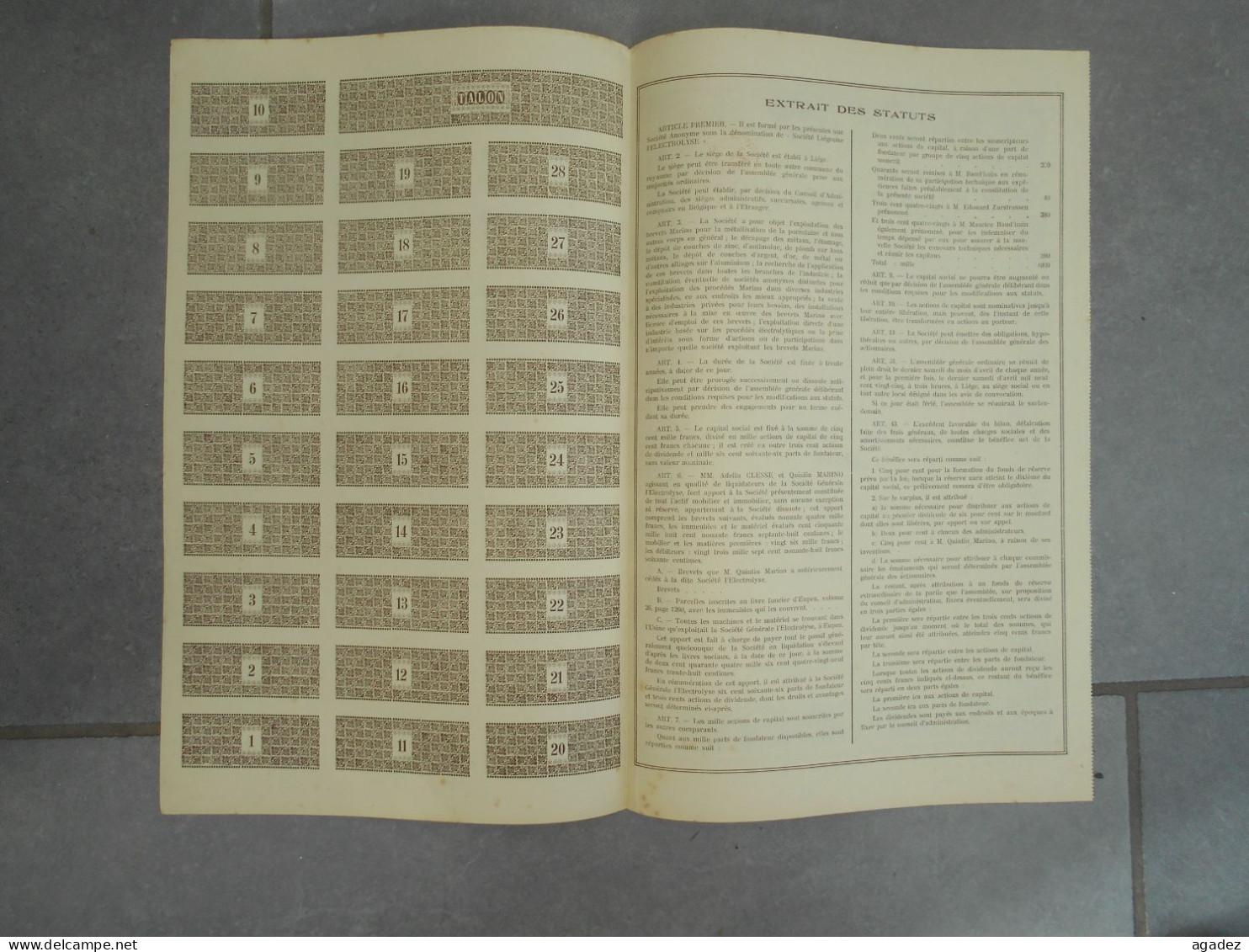 Action  De Capital Société Liegeoise "L'electrolyse " Liège 1923 Avec Tous Les Coupons - Industrie