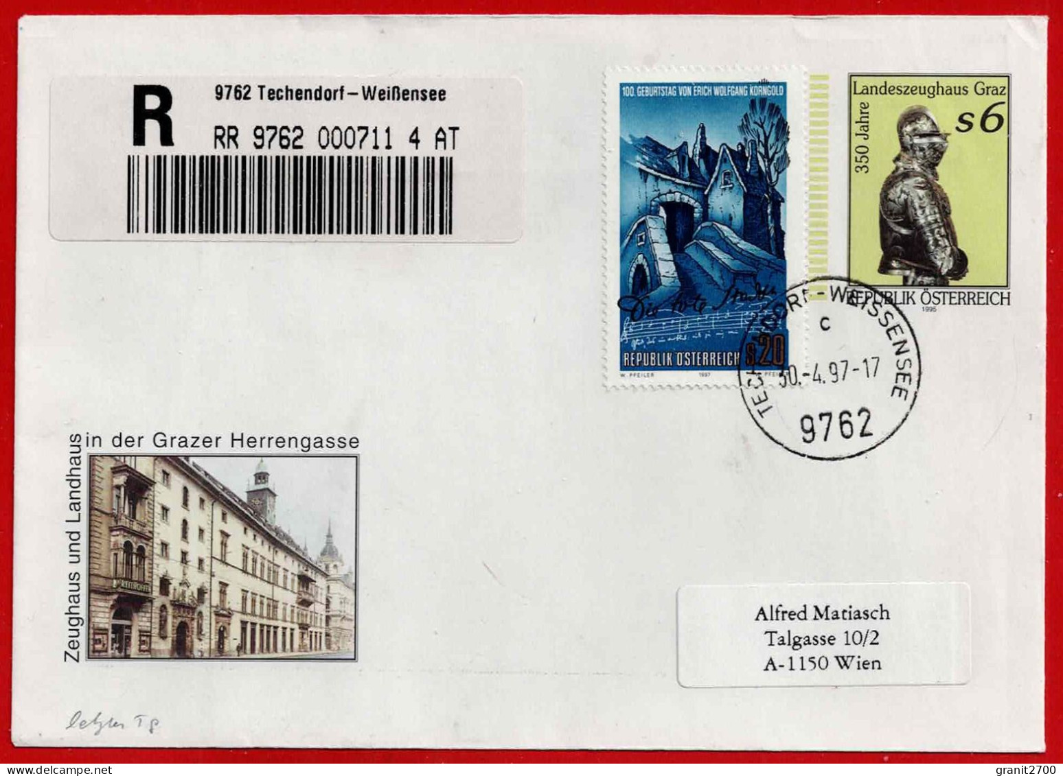 GS - Brief Reko Mit Stempel 9762 Techendorf - Weißensee  - Vom 30.4.1997 ( Letzter Verwendungstag ) - Briefe U. Dokumente