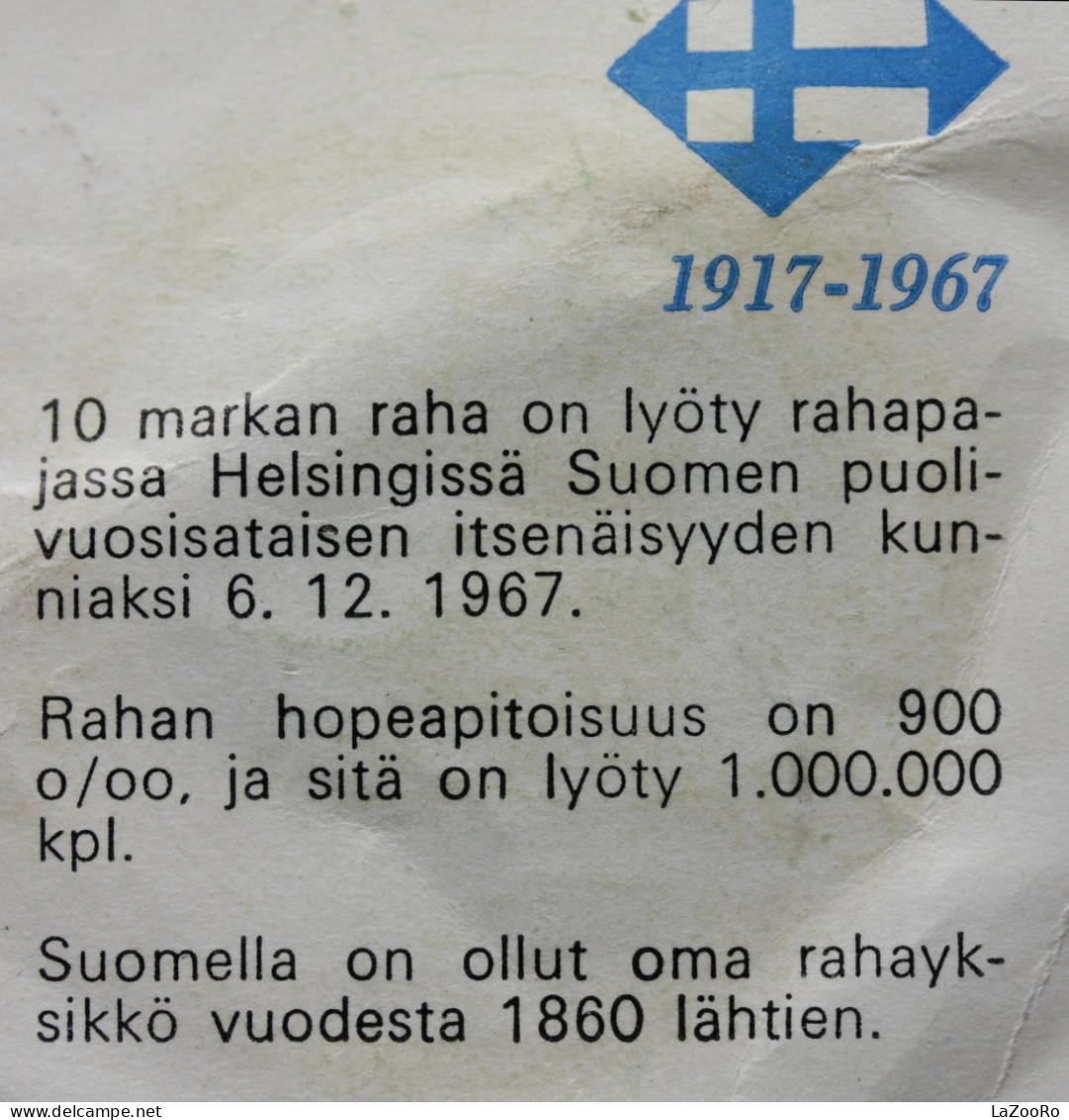 LaZooRo: Finland 10 Markkaa 1967 UNC - Silver - Finlandia