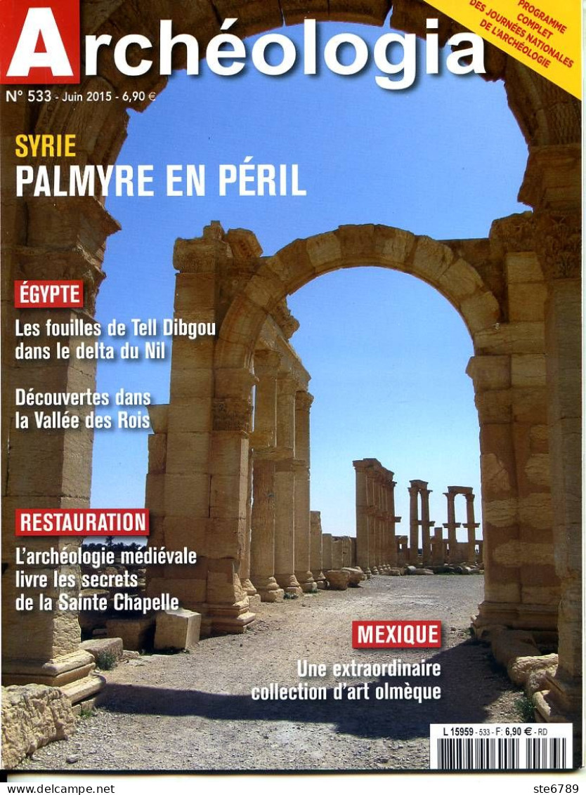 ARCHEOLOGIA N° 533 Syrie Palmyre En Péril , Egypte Tell Dibgou Vallée Des Rois , Sainte Chapelle , Mexique Art Olmèque - Arqueología