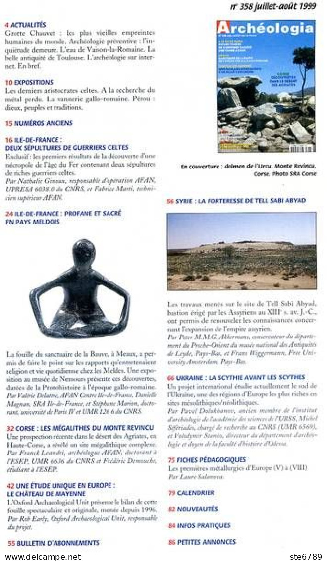 ARCHEOLOGIA N° 358 Archéologie Char , Meaux , Chateau De Mayenne , Corse , Syrie , Ukraine - Arqueología