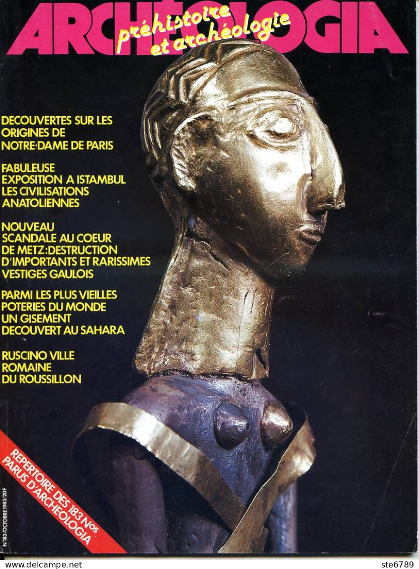 ARCHEOLOGIA N° 183 Notre Dame De Paris , Istambul , Metz , Niger Ceramiques Sahara , Ruscino Roussillon - Archeology
