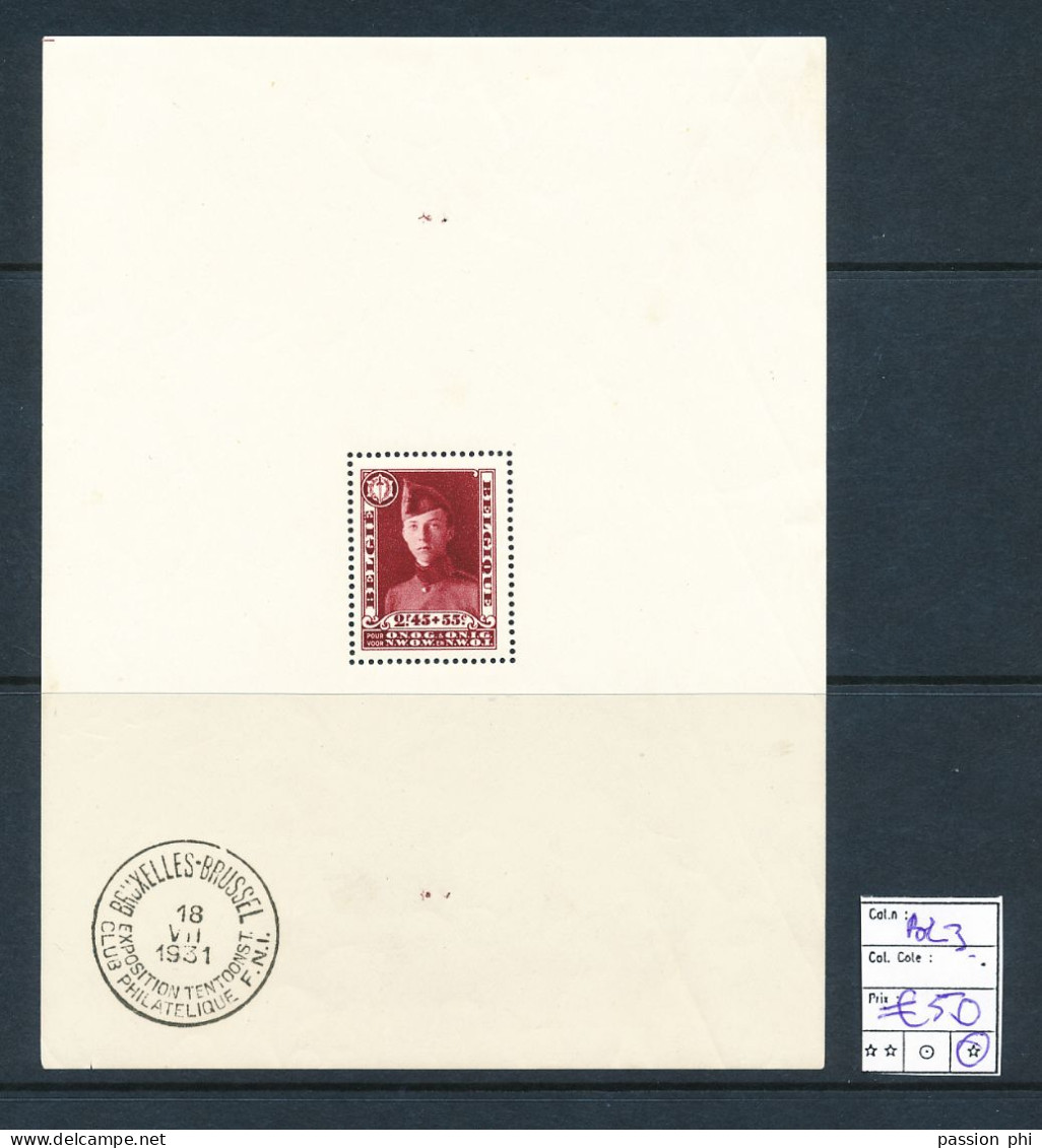 BELGIUM BELGIQUE COB BL3 LH - 1924-1960