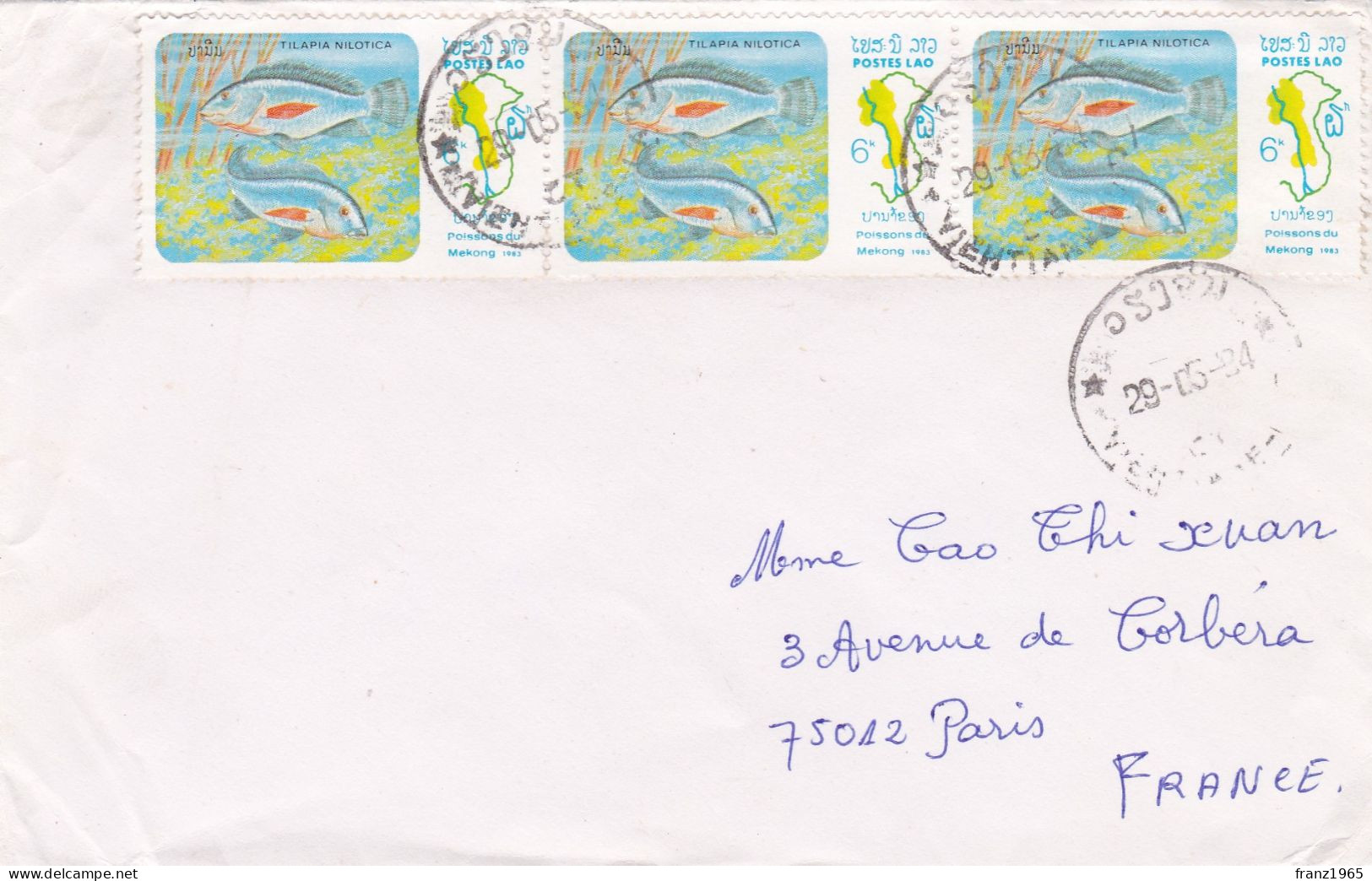 From Laos To France - 1984 - Tilapia Nilotica - Laos