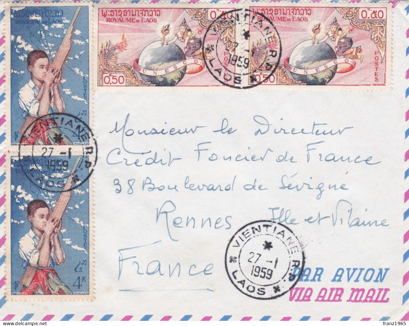 From Laos To France - 1959 - Laos