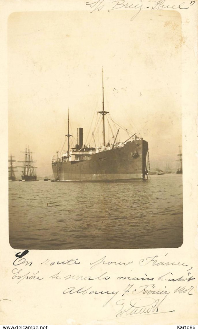 S.S. BREIZ HUEL * Carte Photo 1902 * Bateau Cargo Ship Commerce Breiz Huel - Cargos