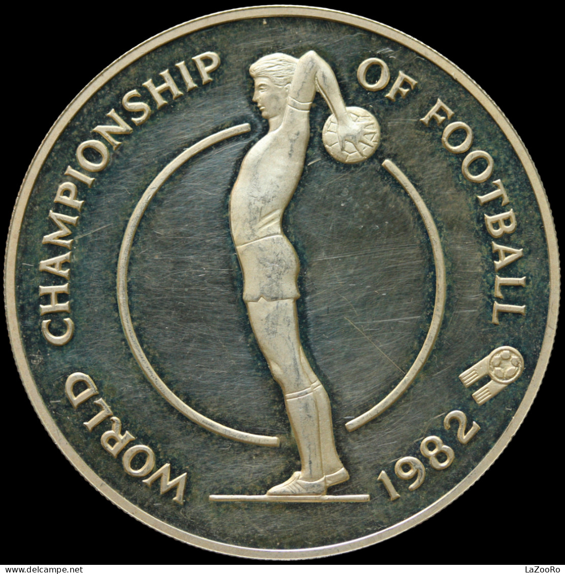 LaZooRo: Jamaica 10 Dollars 1982 PROOF Spain World Championships RARE- Silver - Jamaique