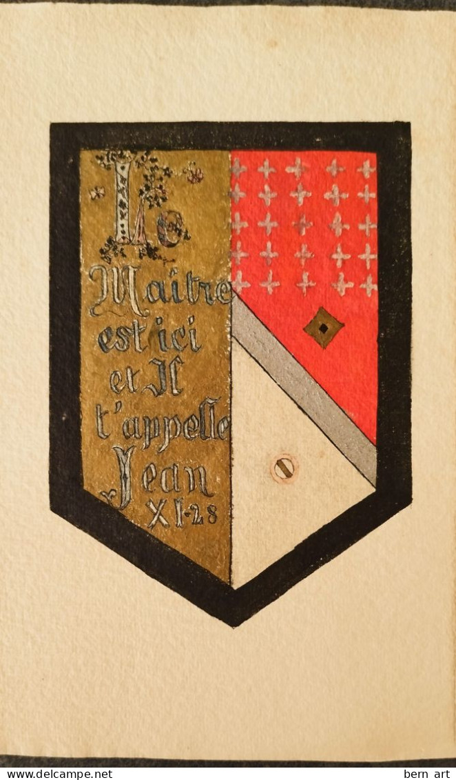 4 Enluminures Fin XIXè sur papier J. WHATMAN. Fond d'Atelier Artiste B.F. (Berthe Flournoy) vers 1900 (Genève)