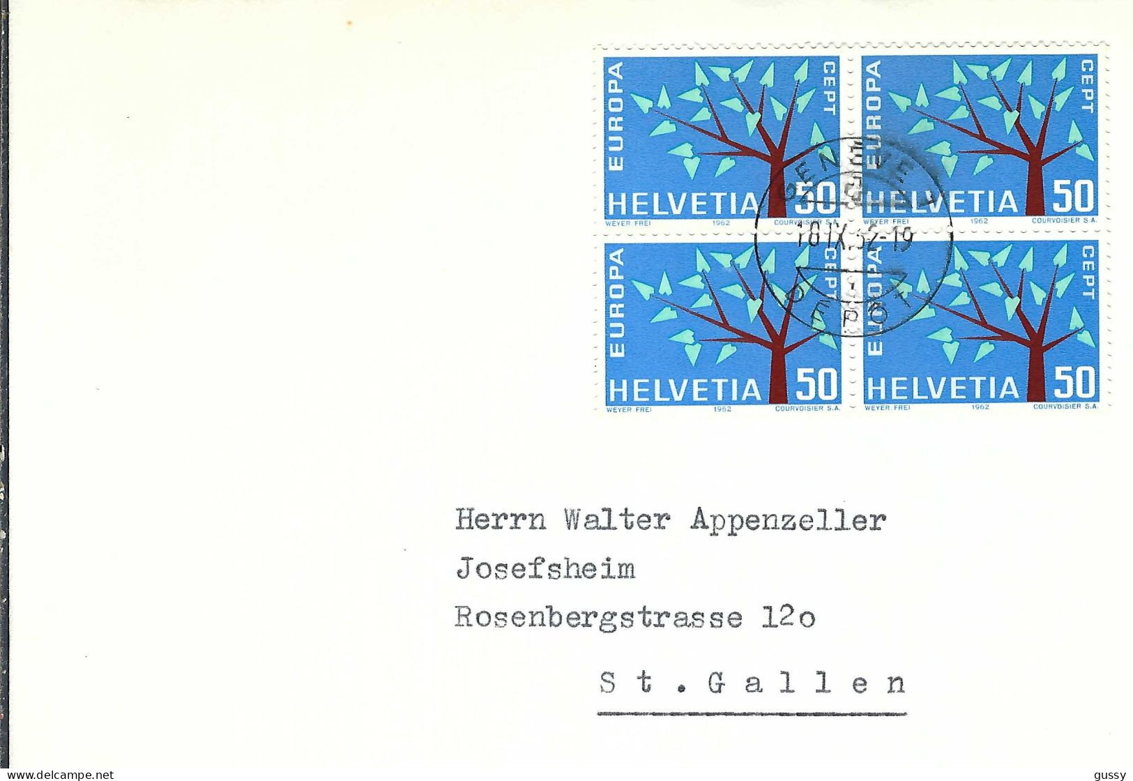 SUISSE 1962: 2x LSC De Genève Pour St Gallen - Lettres & Documents