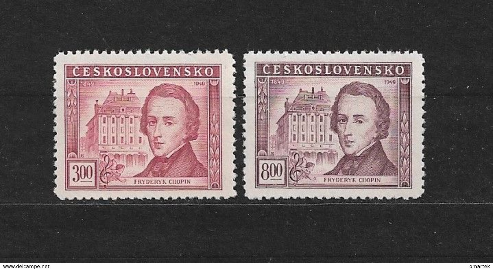 Czechoslovakia 1949 MNH ** Mi 581-582 Sc 389-390 F.Chopin. Tschechoslowakei - Unused Stamps