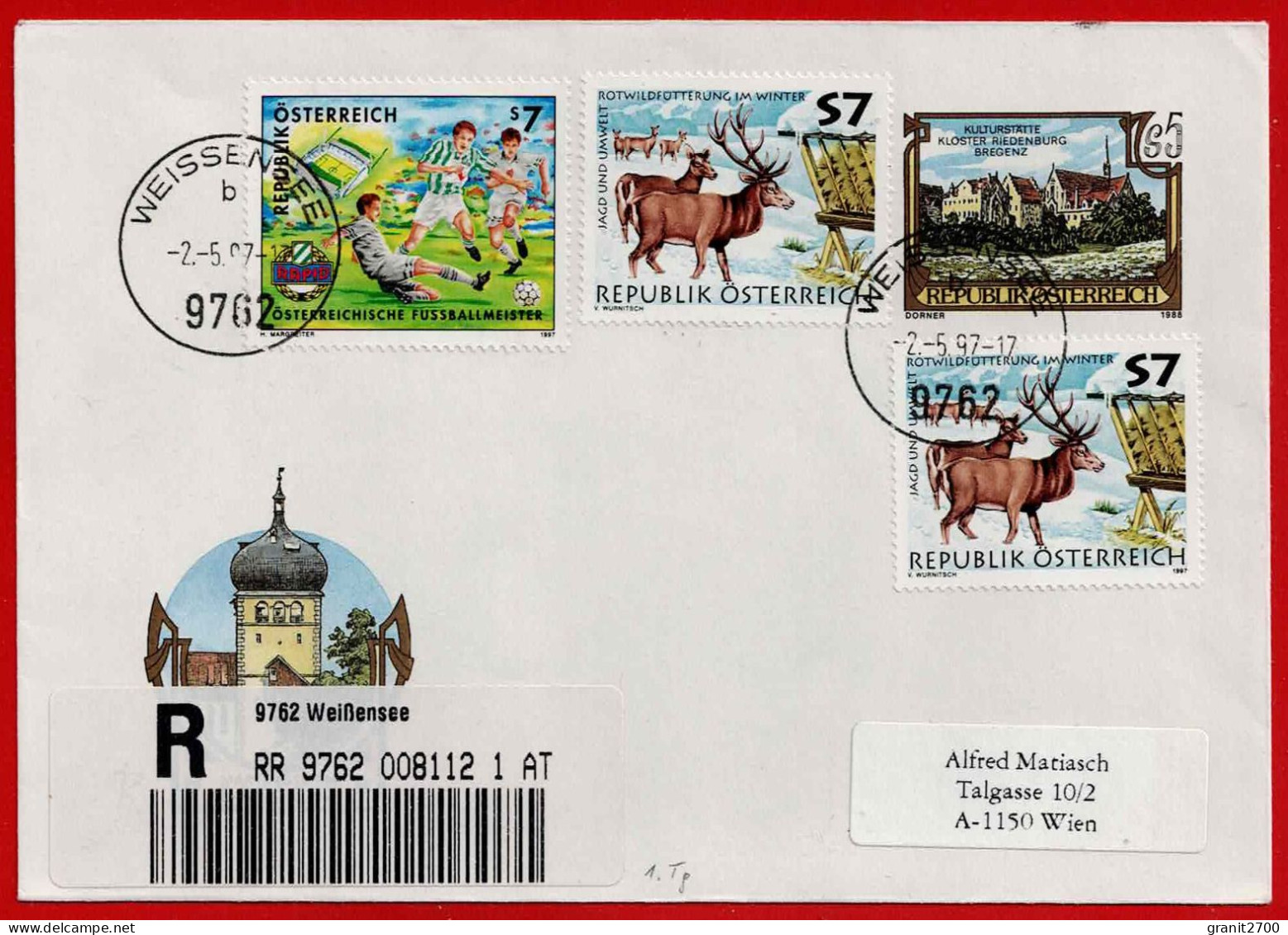 GS - Brief Reko Mit Stempel 9762  Weißensee  - Vom 2.51997 (1. Verwendungstag ) - Storia Postale