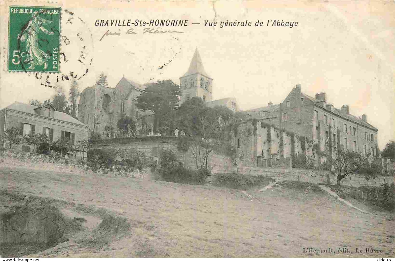 76 - Le Havre - Graville Sainte Honorine - Vue Générale De L'Abbaye - CPA - Oblitération Ronde De 1912 - Etat Carté Arra - Graville