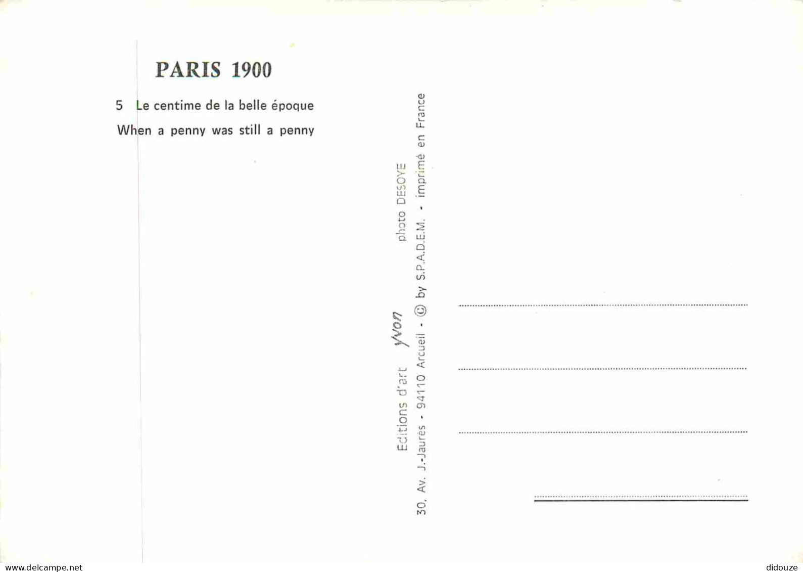 Reproduction CPA - 75 Paris - Le Centime De La Belle époque - Marchands Ambulants - Paris 1900 - 5 - CPM - Carte Neuve - - Non Classés