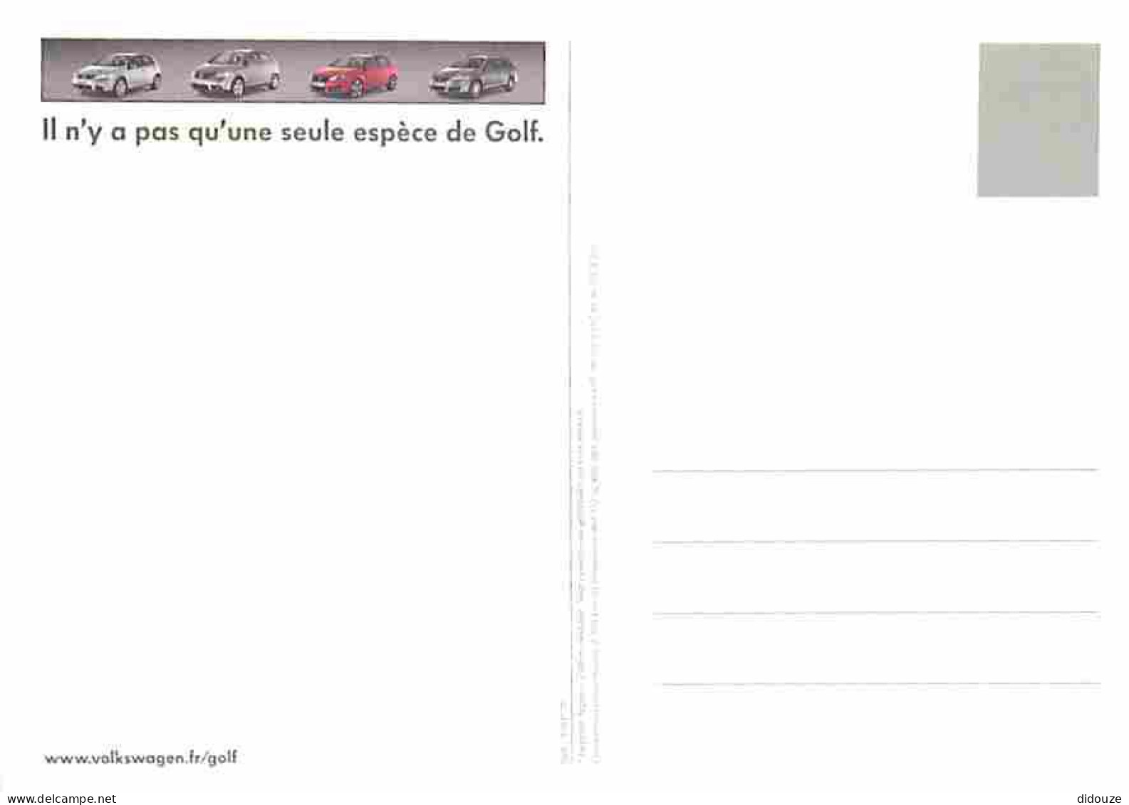 Automobiles - Volkswagen - Golf - Carte Neuve - CPM - Voir Scans Recto-Verso - PKW