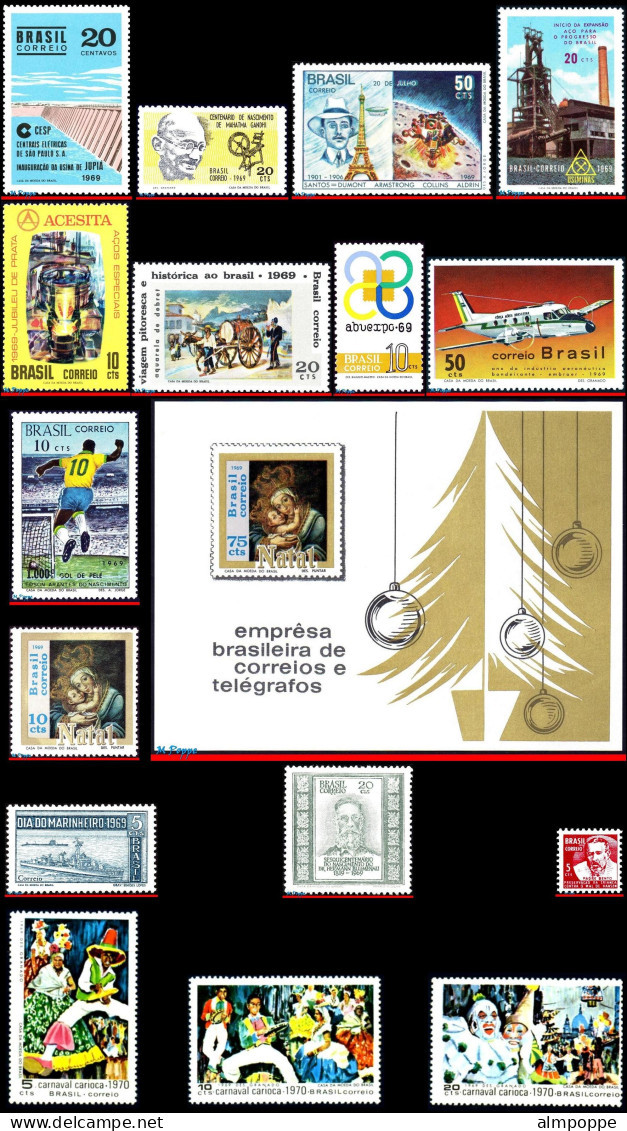 Ref. BR-Y1969 BRAZIL 1969 - FULL YEARS, YEAR SETSCOTT 1087+1114-1152+RA15, ALL MNH, . 43V - Full Years