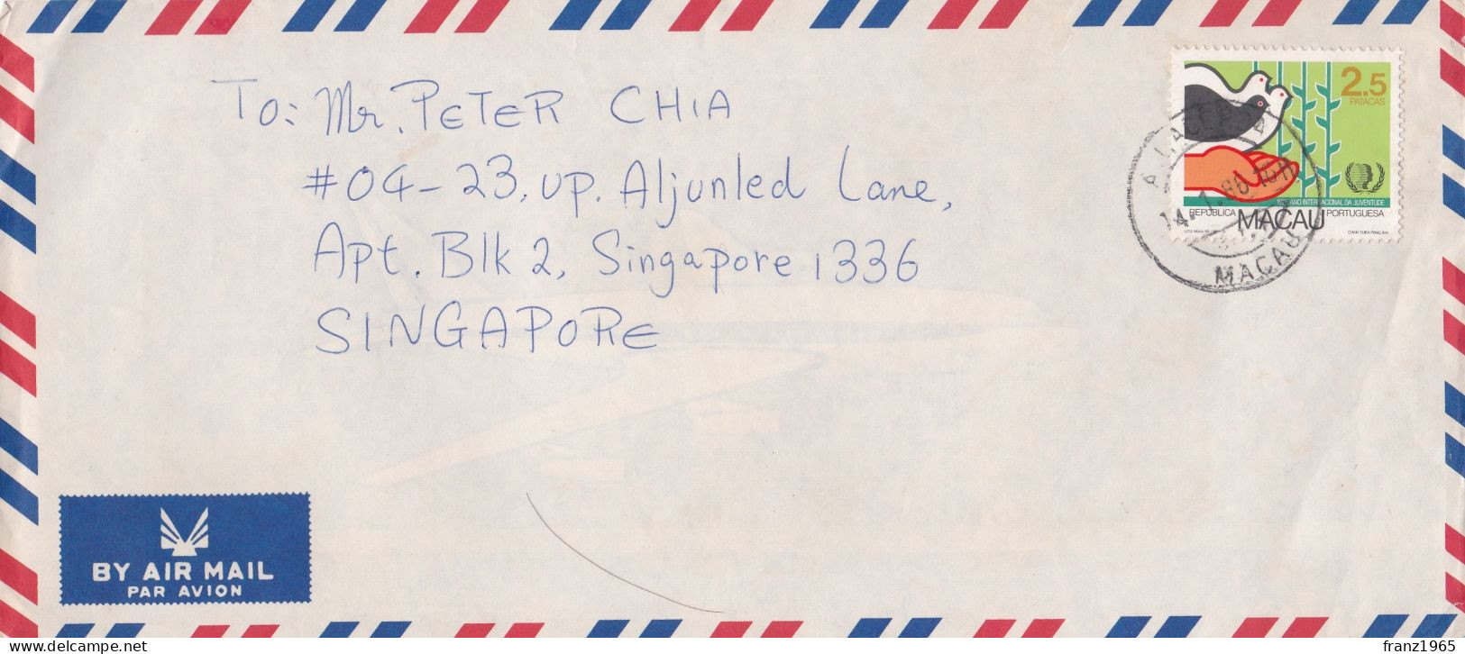 From Macau To Singapore - 1986 - Cartas & Documentos