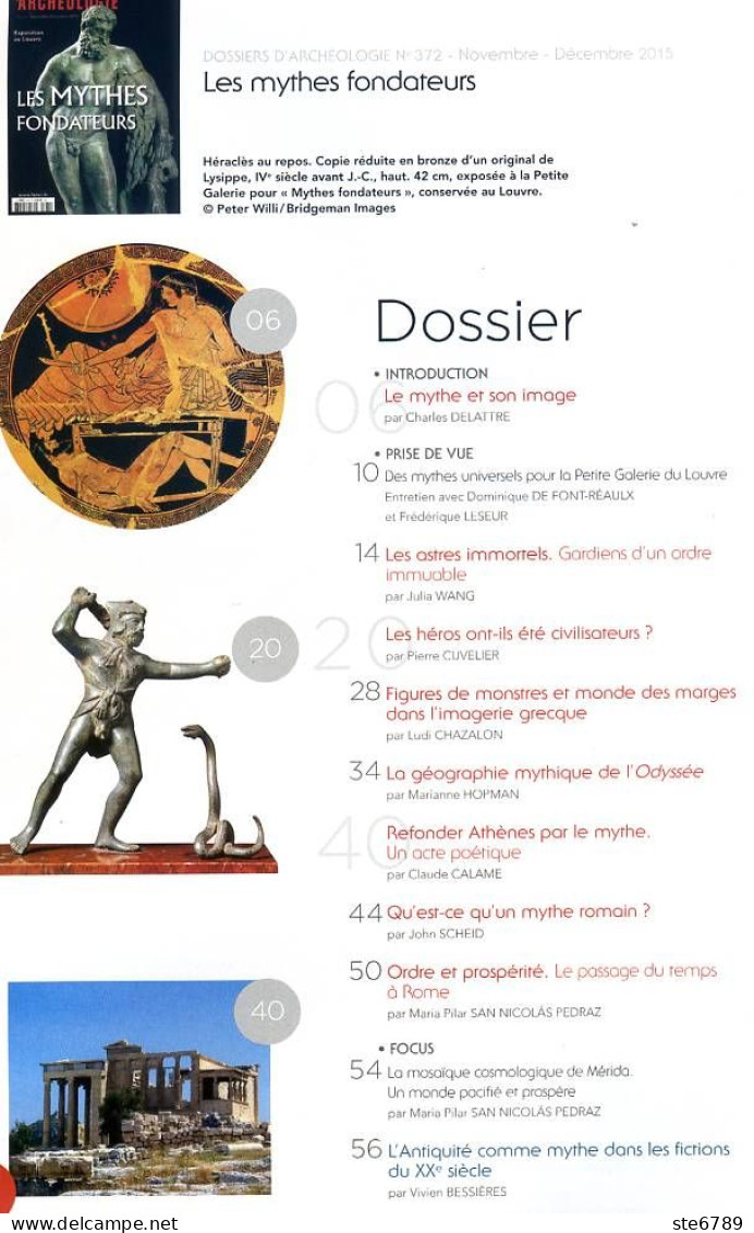 Dossiers D'Archéologie N° 372 Dossier Les Mythes Fondateurs , Exposition Au Louvre , - Arqueología