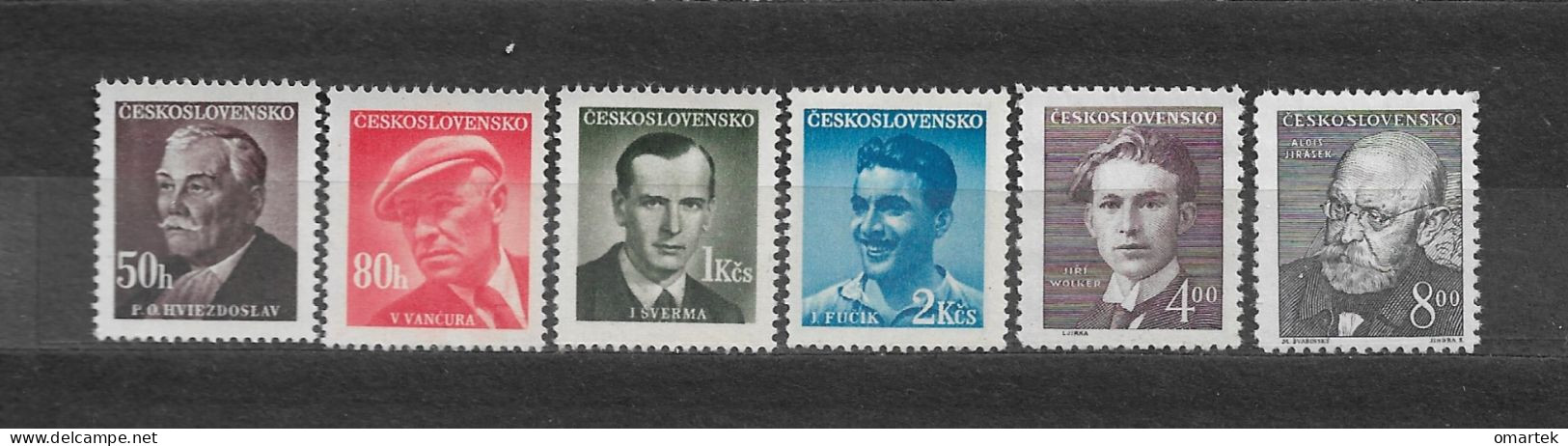 Czechoslovakia 1949 MNH ** Mi 566-571 Sc 374-379 Writers, Schriftsteller.Tschechoslowakei. C3 - Ongebruikt