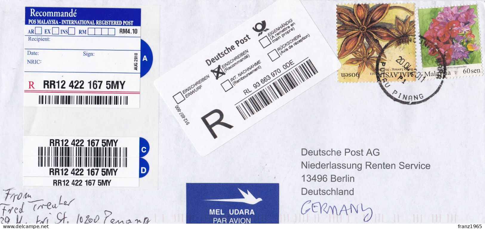 From Malaysia To Germany - 2011 - Malaysia (1964-...)