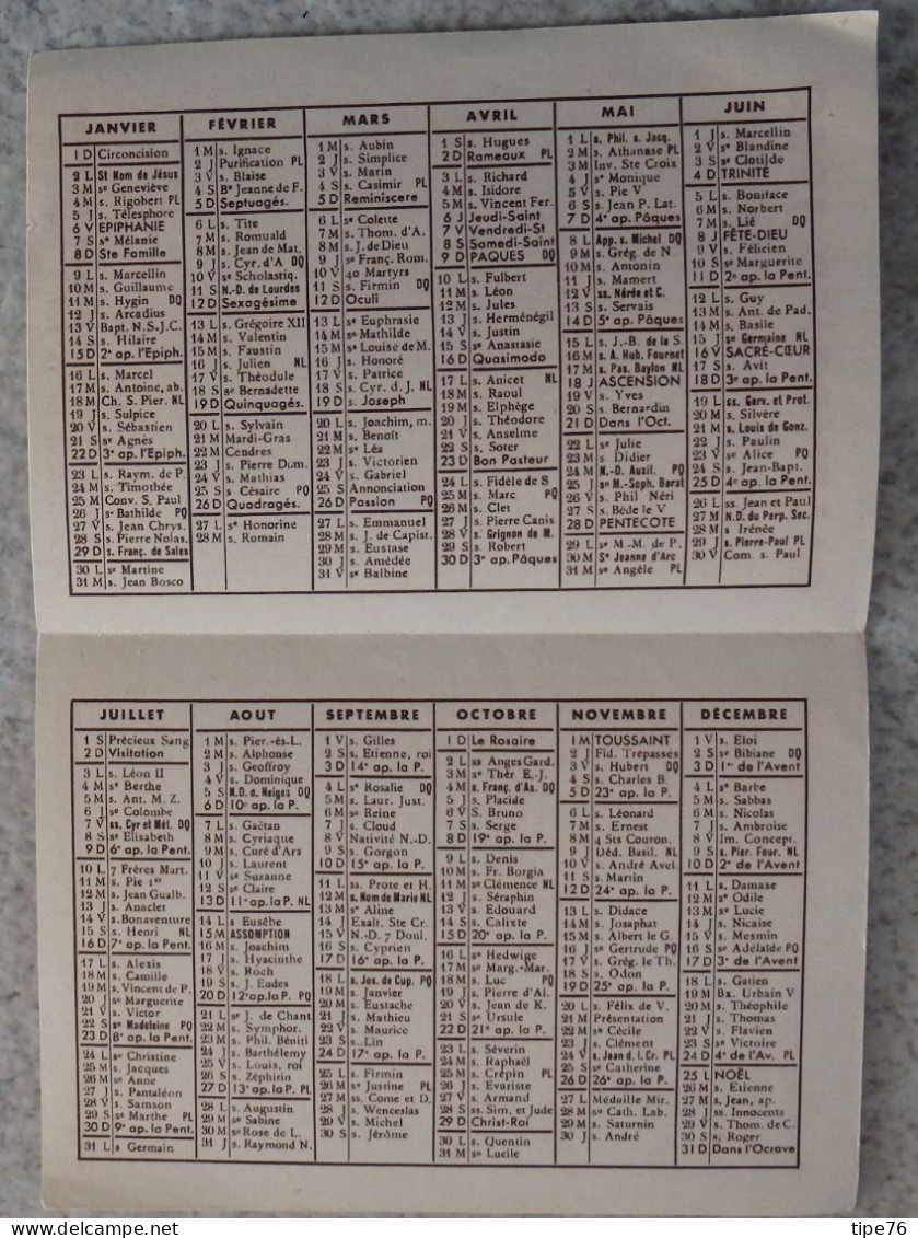 Petit Calendrier  De Poche  Image Pieuse 1950 Oeuvre De Saint François De Sales - Kleinformat : 1941-60