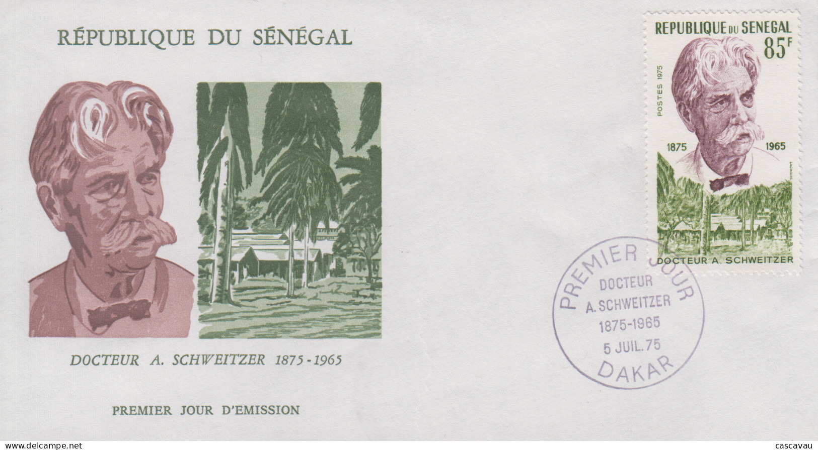 Enveloppe  FDC  1er   Jour    SENEGAL    Docteur   Albert   SCHWEITZER    1975 - Albert Schweitzer