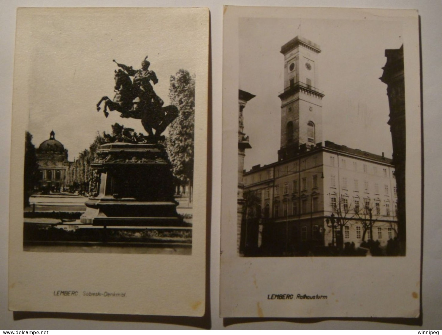 Lwow.Lemberg.2 Pc's.WWII.Rathaus.Sobieski Denkmal.German Occupation.Poland.Ukraine - Ukraine