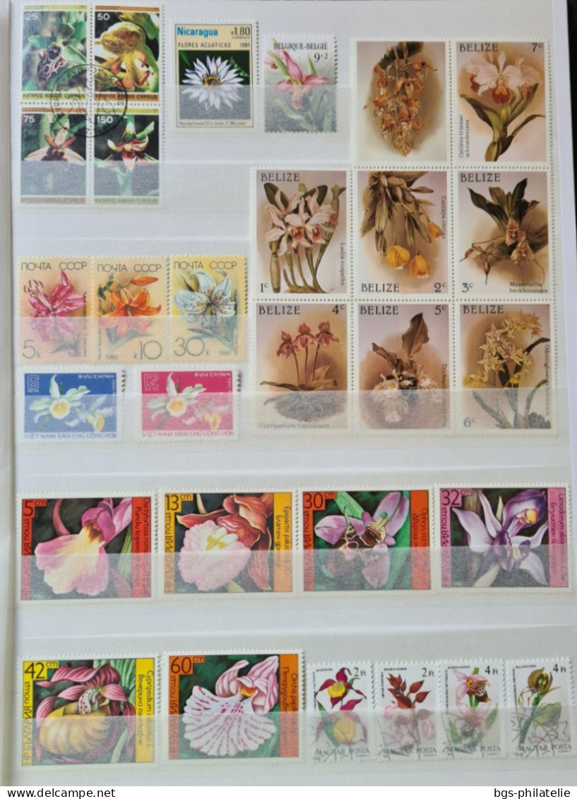 Collection de timbres sur le thème des Fleurs.