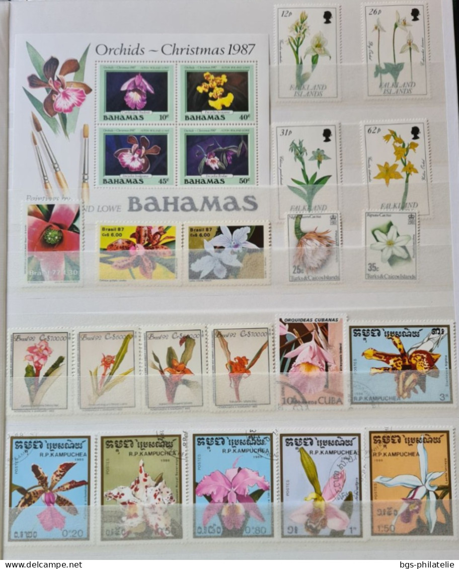 Collection de timbres sur le thème des Fleurs.