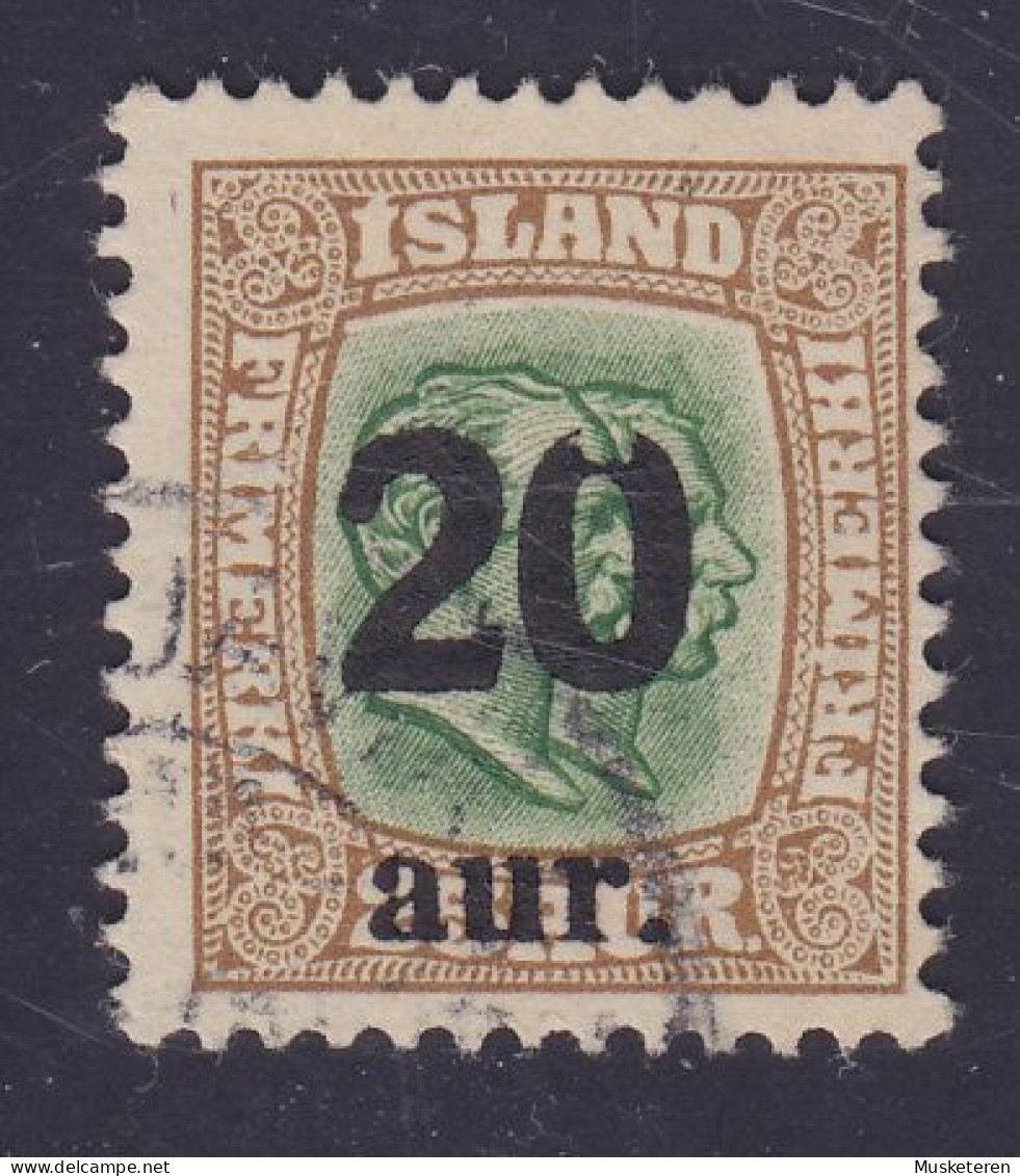 Iceland 1921 Mi. 106, 20 Aur Auf 25 Aur Overprinted Aufdruck ERROR Variety Missing Top In '0' In 20, (o) (2 Scans) - Gebruikt