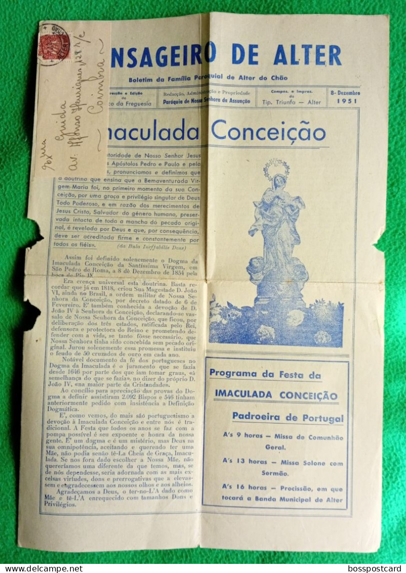 Alter Do Chão - Mensageiro De Alter, Ano 1, Nº 7, 1951 - Imprensa. Portalegre, Portugal. - Informaciones Generales