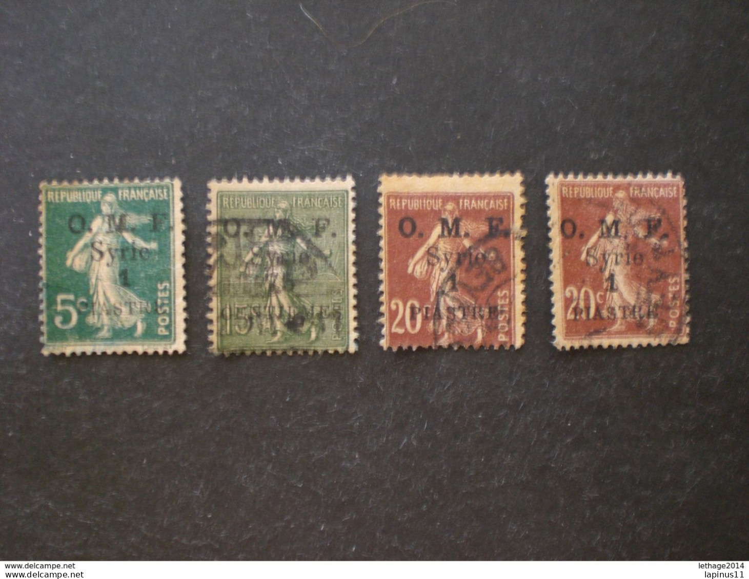 SYRIE سوريا SYRIA 1924 TIMBRES DE SYRIE DE 1900 SURCHARGES O.M.F. AVEC VAULER MONNAIE SYRI - Syria