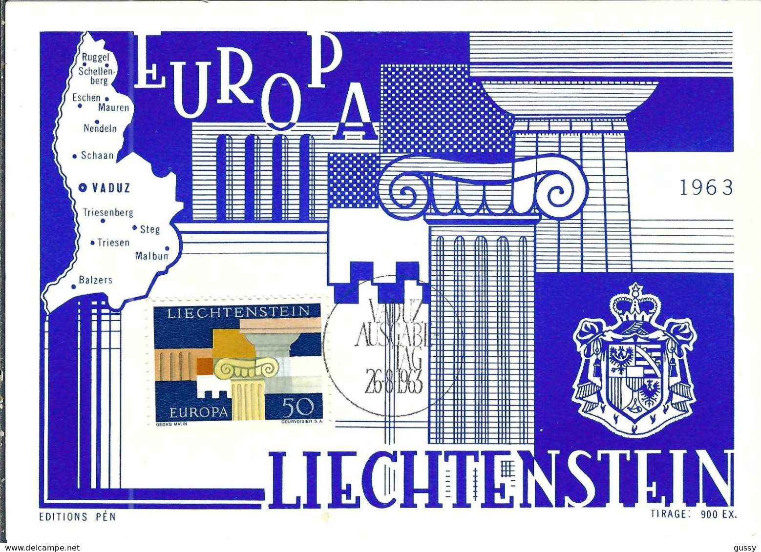 LIECHTENSTEIN 1963: Encart FDC - FDC