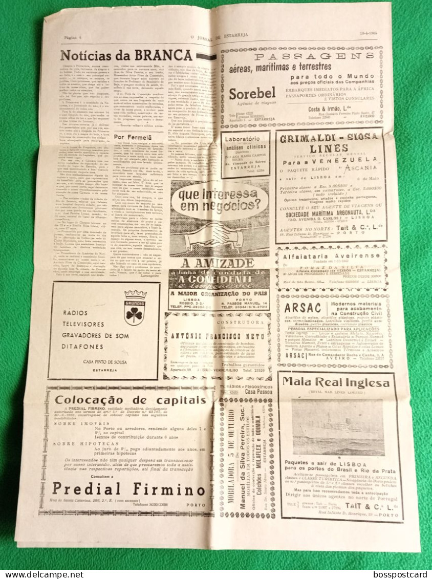 Estarreja - O Jornal De Estarreja, 10 Abril De 1965 . Imprensa. Aveiro. Portugal. - Allgemeine Literatur