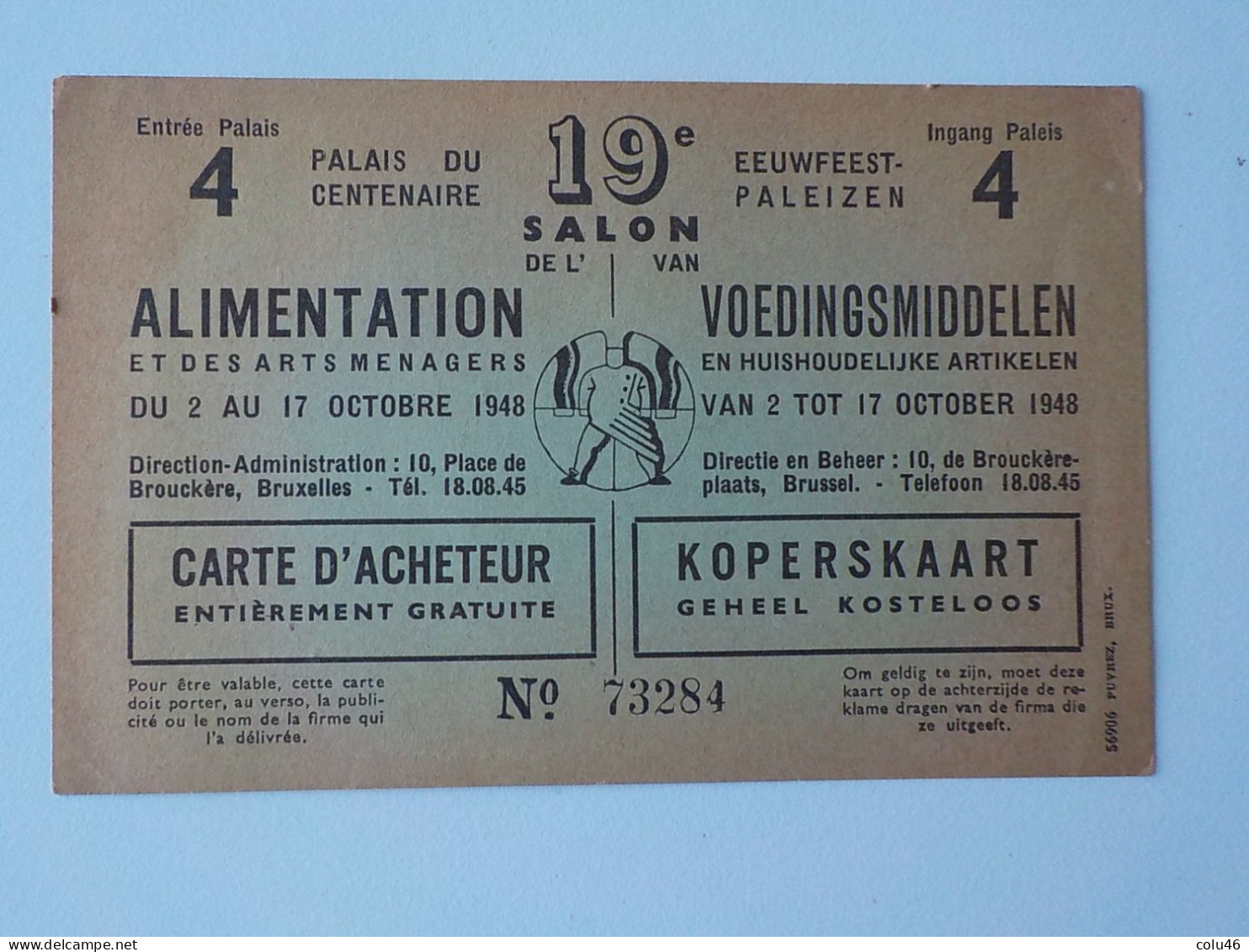 1948 Bruxelles Pub Palais Du Centenaire 19ème Salon Alimentation & Arts Ménagers Eeuwfeest Voedingsmiddelen - Festivals, Events