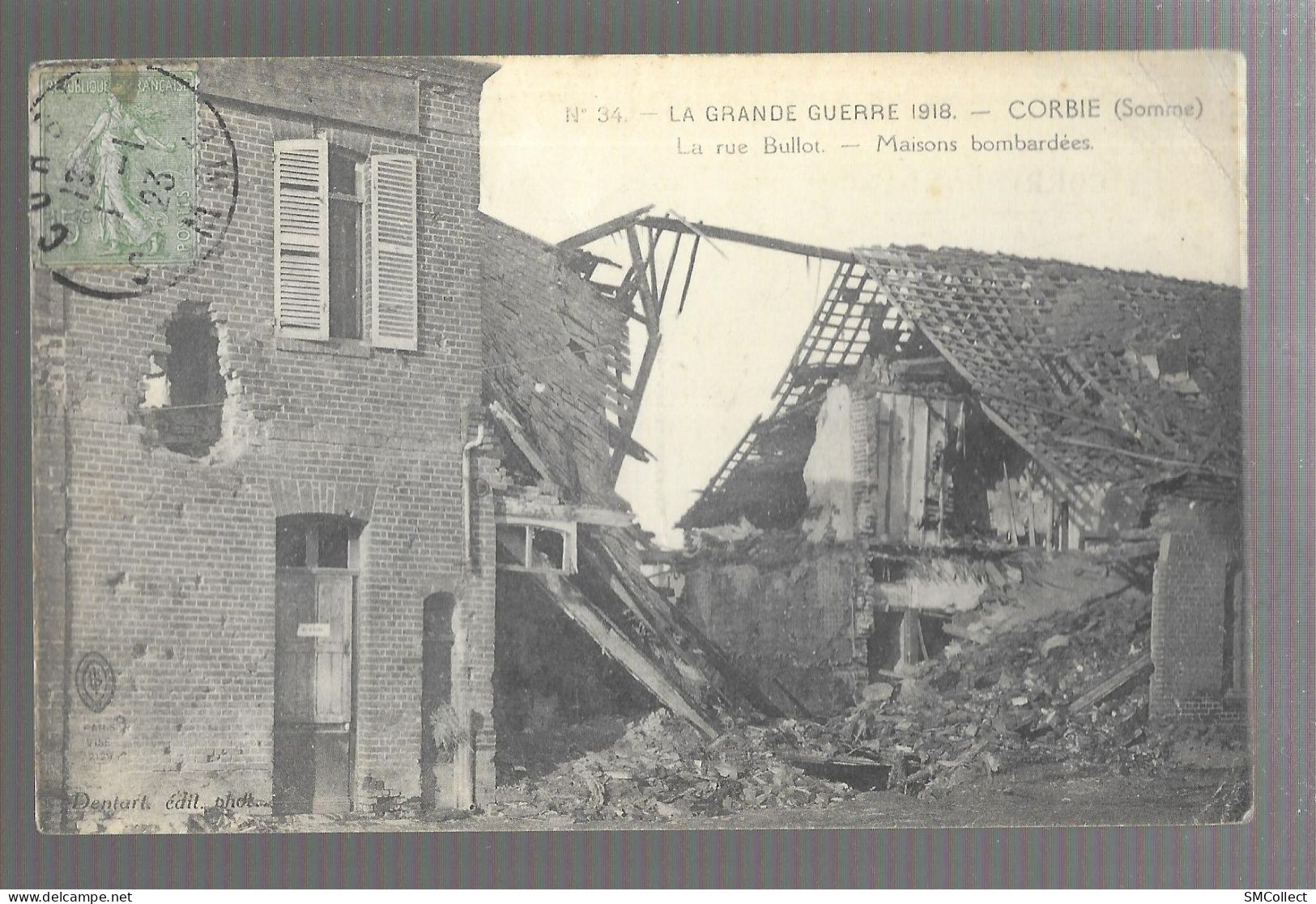 Voir Description. Corbie, 2 Cartes. Intérieur De L'église, Vue Sur La Rue Hersent / Maisons Bombardées Rue Bullot (18p33 - Corbie