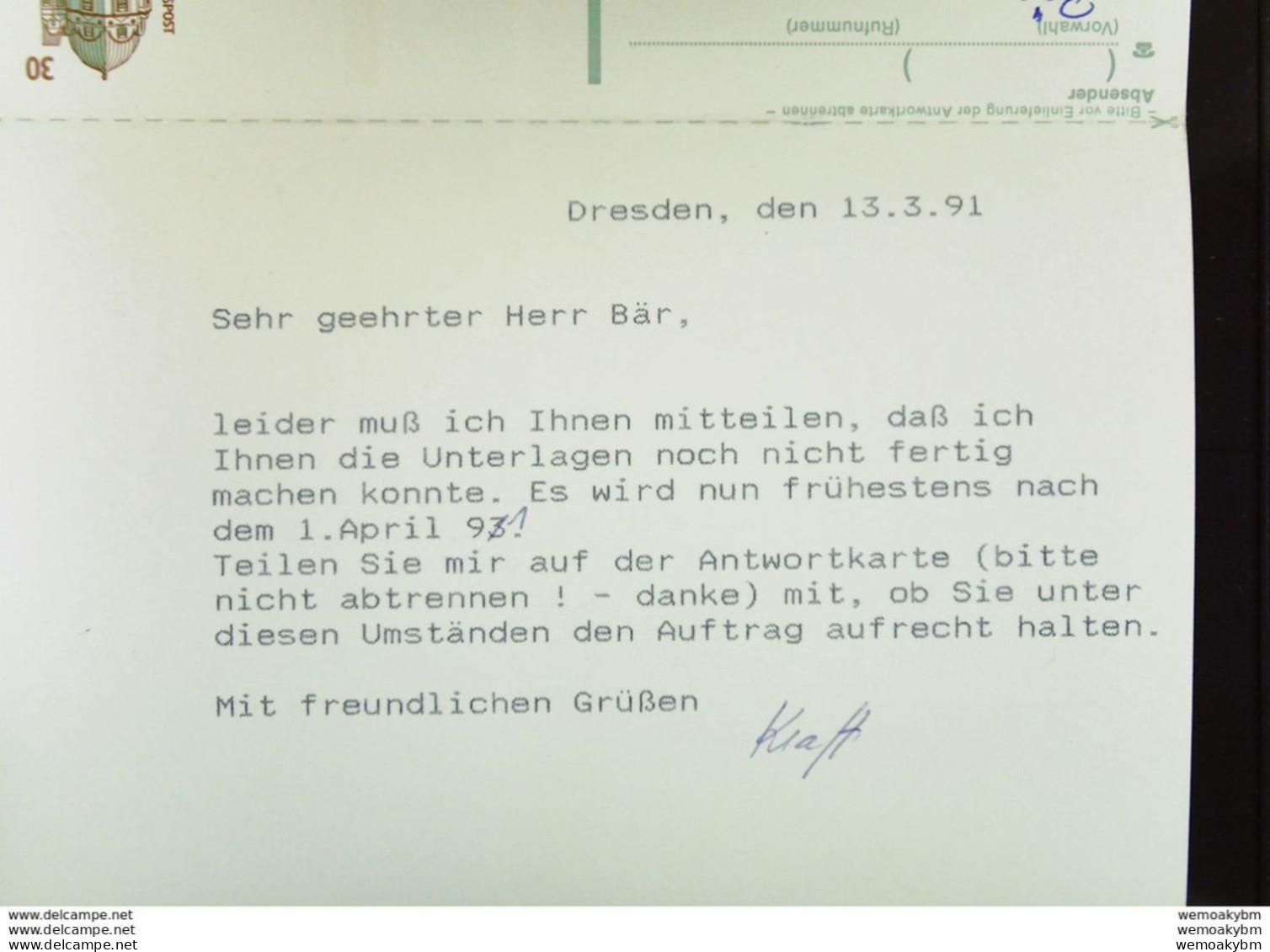 DDR: Doppel-Gs-Karte Kpl. 30/30 Celle Gest. In 8010 Dresden 14.3.91 Und 8070 Dresden 18.3.91 Gs Wenig Vorhand.Knr: P 148 - Postkaarten - Gebruikt