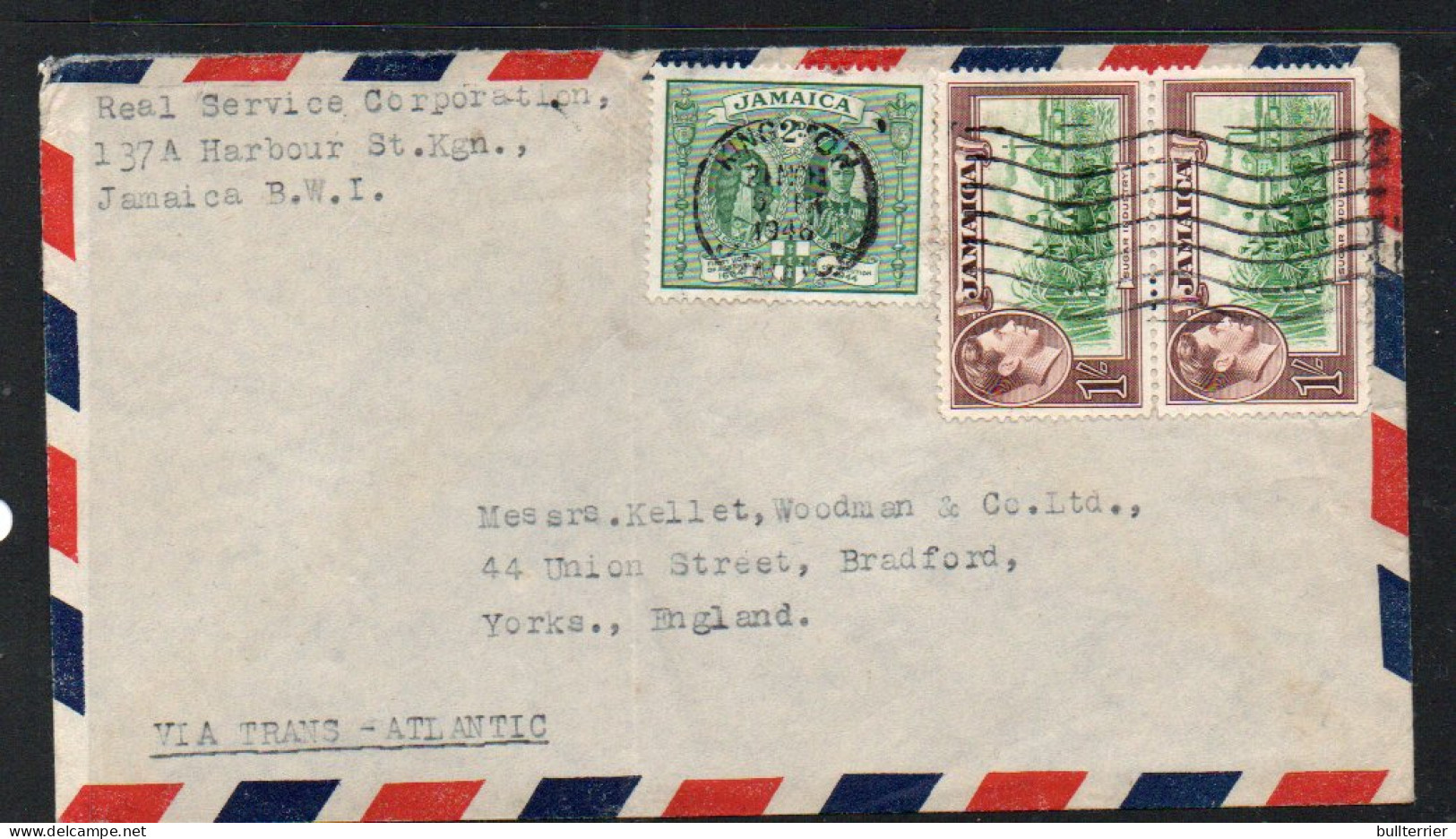 JAMAICA - 1946 TRANS ATLANTIC AIRMAIL COVER TO  BRADFORD, YORKS - Jamaïque (...-1961)