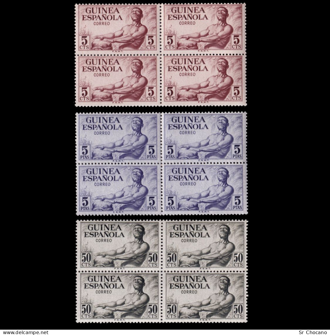 Guinea Española.1952.Serie.Blq 4 MNH Edifil 311-313 - Spanish Guinea