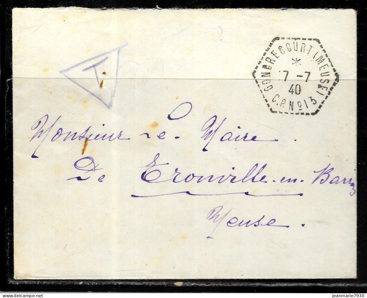 F378 - LETTRE NON AFFRANCHIE POUR LE MAIRE DE TRONVILLE OBLITEREE GONDRECOURT CP N° 13 - CACHET HEXAGONAL POINTILLE - Lettres Civiles En Franchise