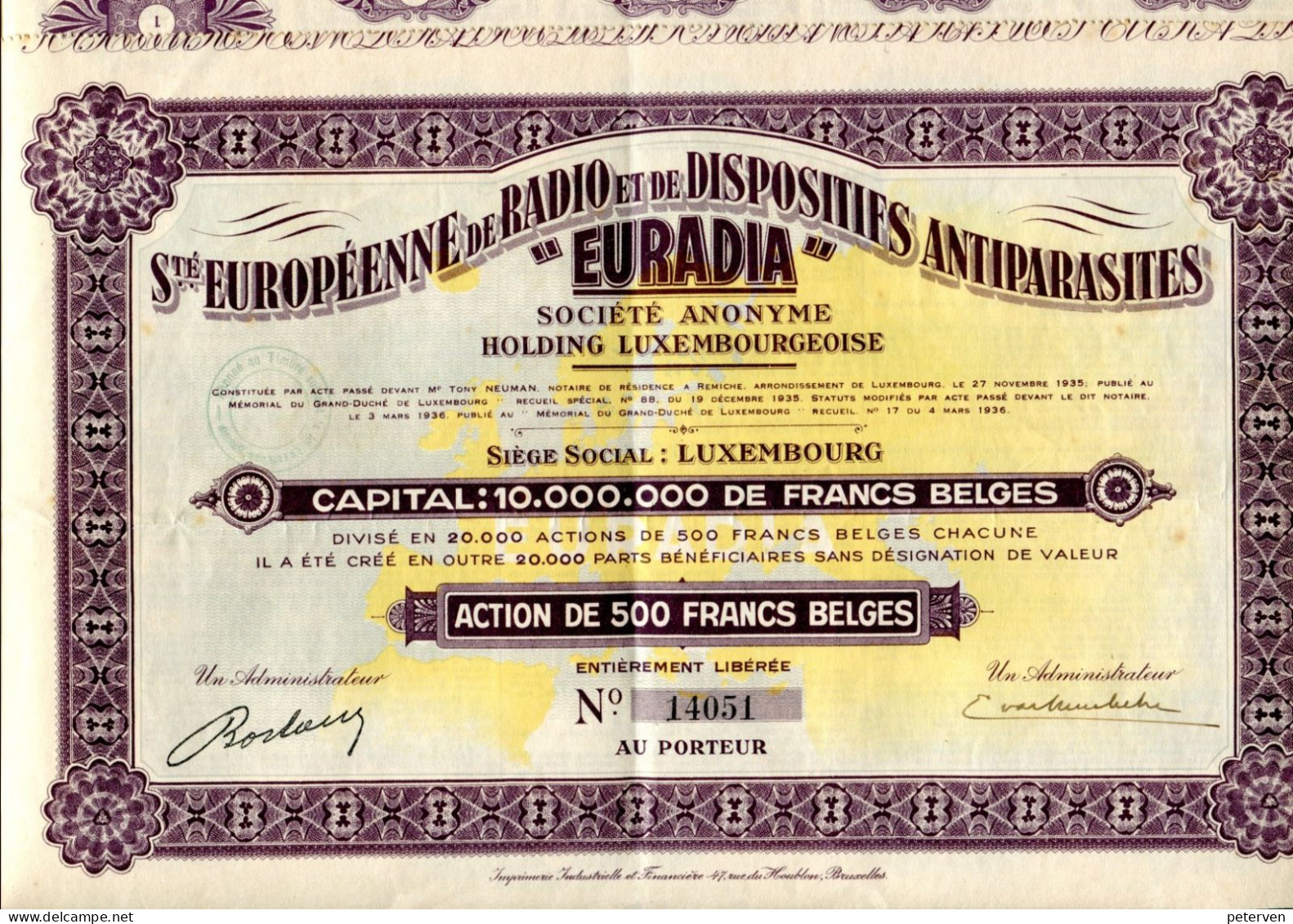 EURADIA - Sté EUROPÉENNE De RADIO Et De DISPOSITIFS ANTIPARASITES - Holding Luxembourgeoise - Electricité & Gaz