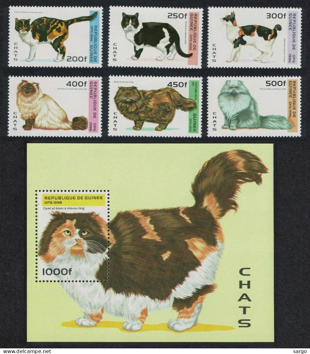GUINEA - 1996 - FAUNA - ANIMALS -  CAT - CATS - GATTI - 7 V - MNH - - Chats Domestiques