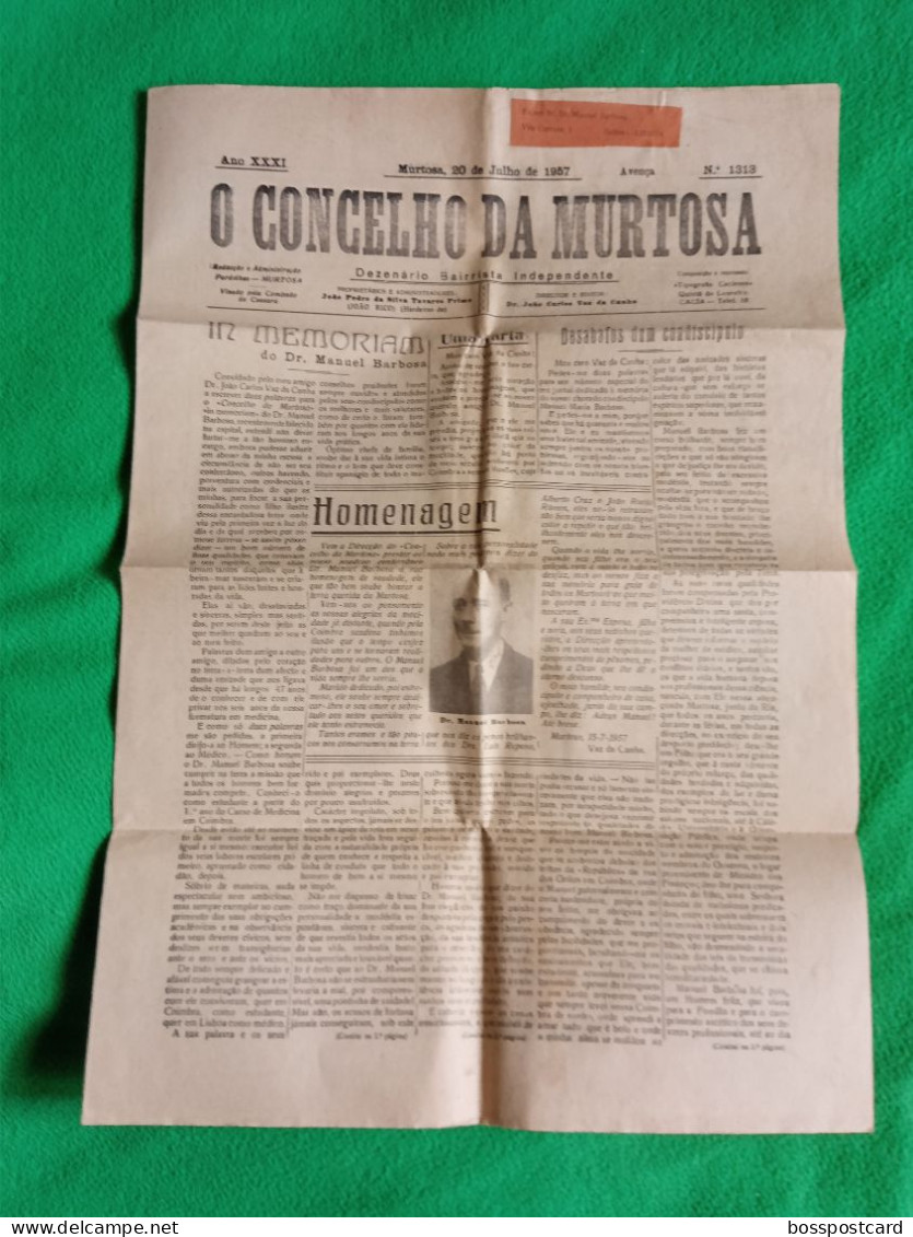 Murtosa - O Concelho Da Murtosa, 20 De Julho De 1957 - Imprensa. Aveiro. Portugal. - Informaciones Generales